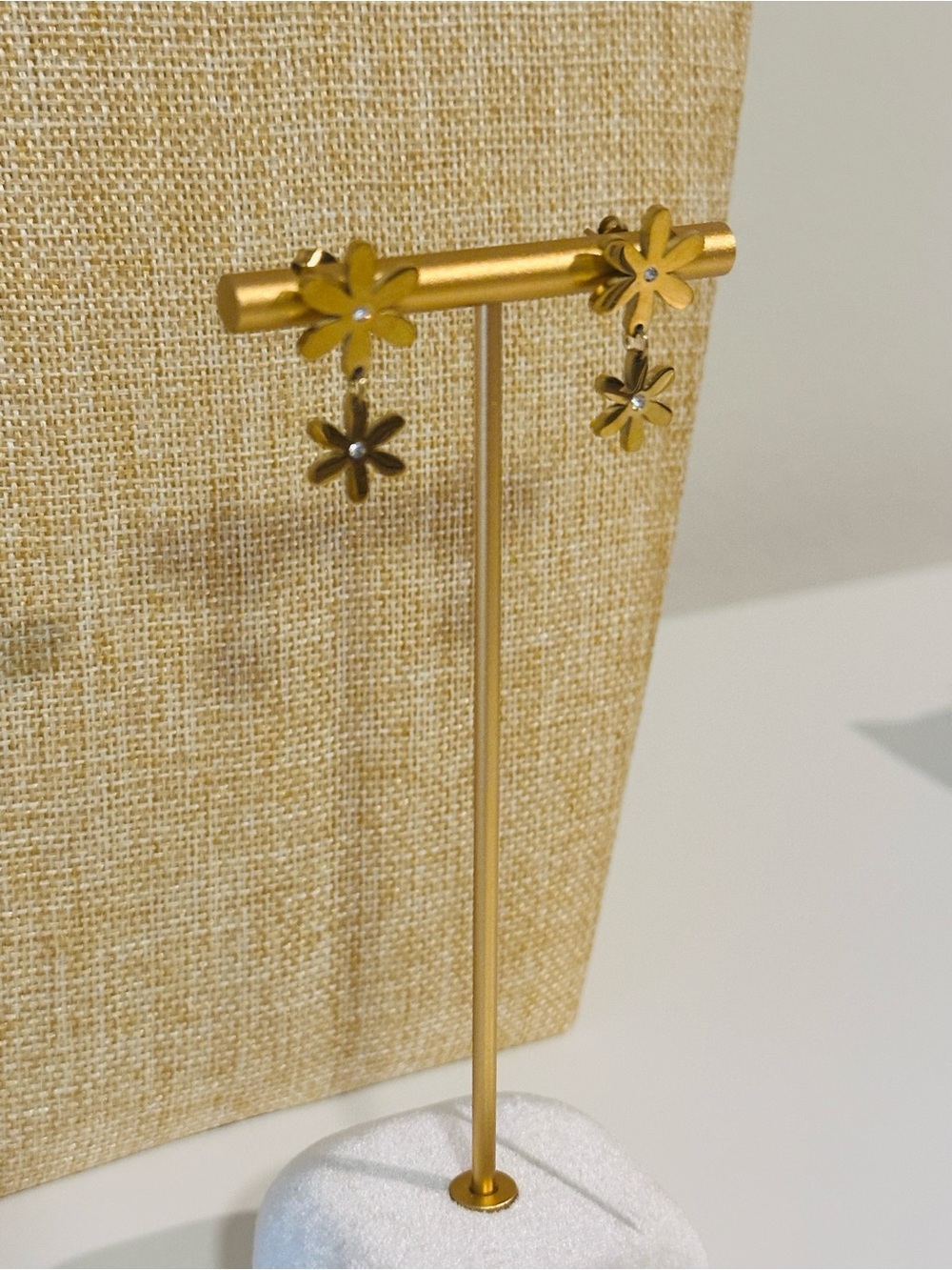 Gold Flower Dangle Earrings for Women